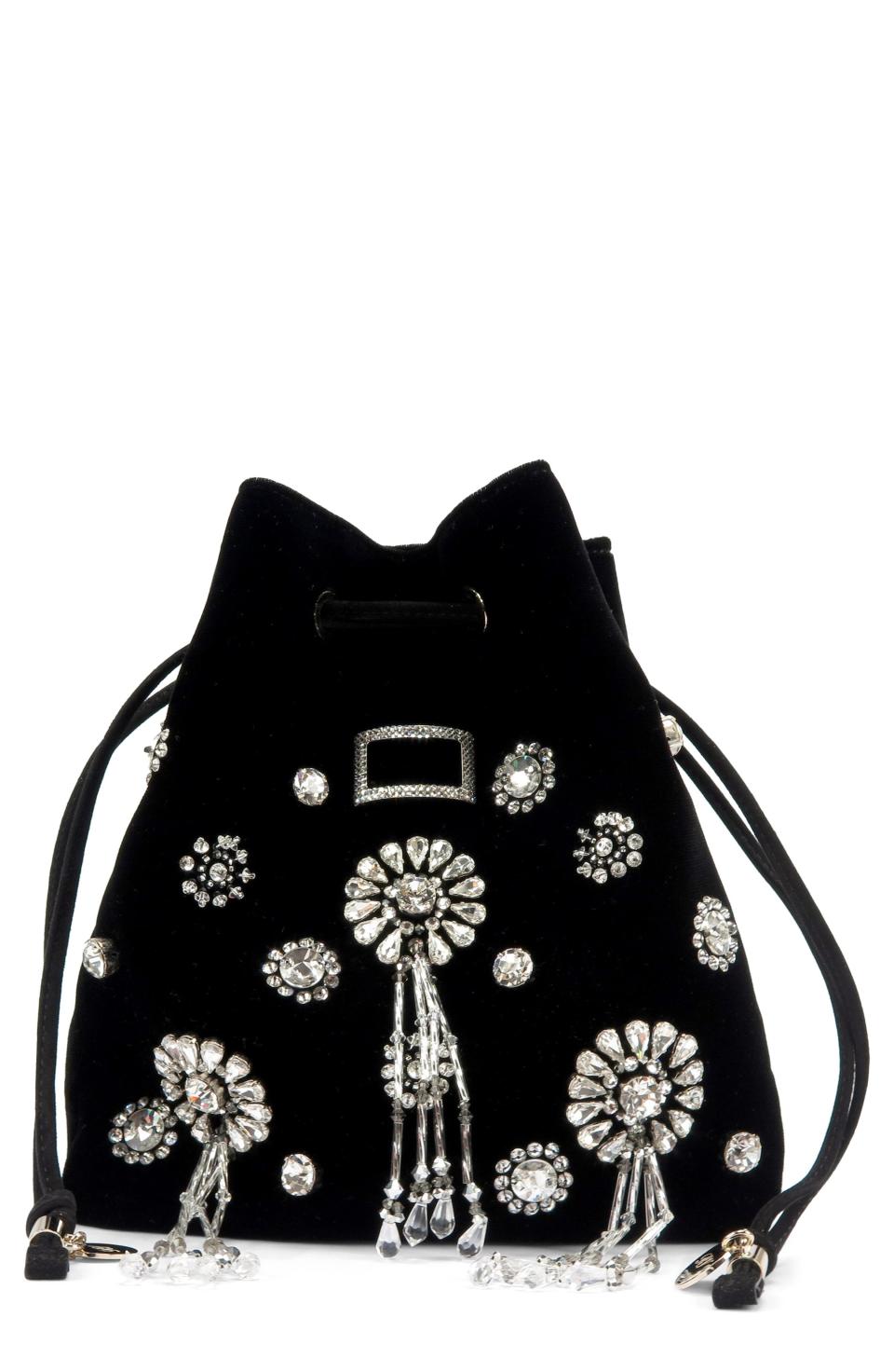 Embellished Velvet Bucket Bag