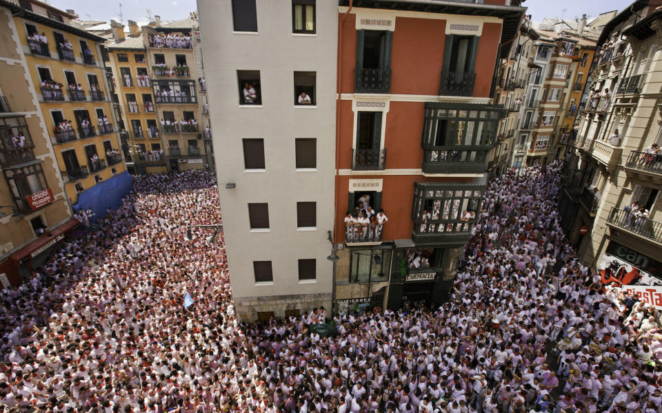 A previous, pre-Covid Festival of San Fermin in the city of Pamplona - getty