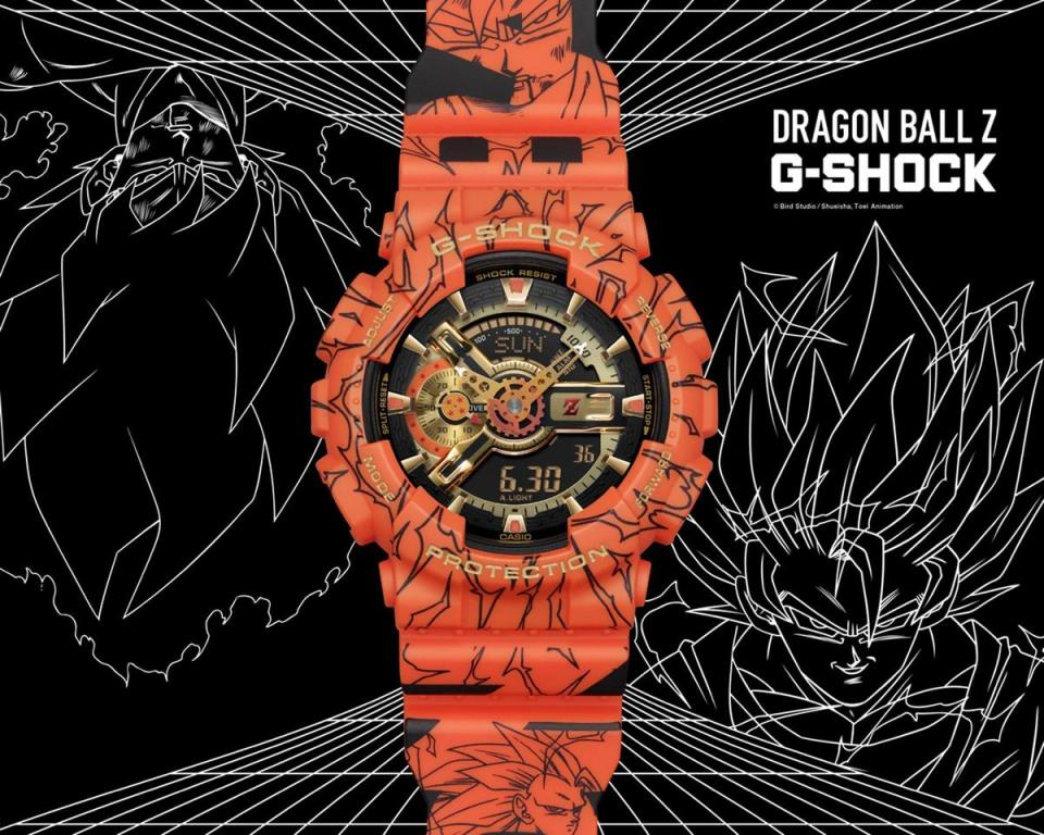 說到與動漫主題結合，就不能不提到G-SHOCK，先前推出的七龍珠Z聯名錶款引起瘋狂搶購。建議售價NT$7,300。