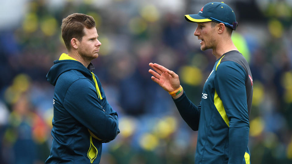 Steve Smith and Cameron Bancroft were both suspended for their roles in the 2018 Cape Town ball-tampering scandal. (Photo by Stu Forster/Getty Images)