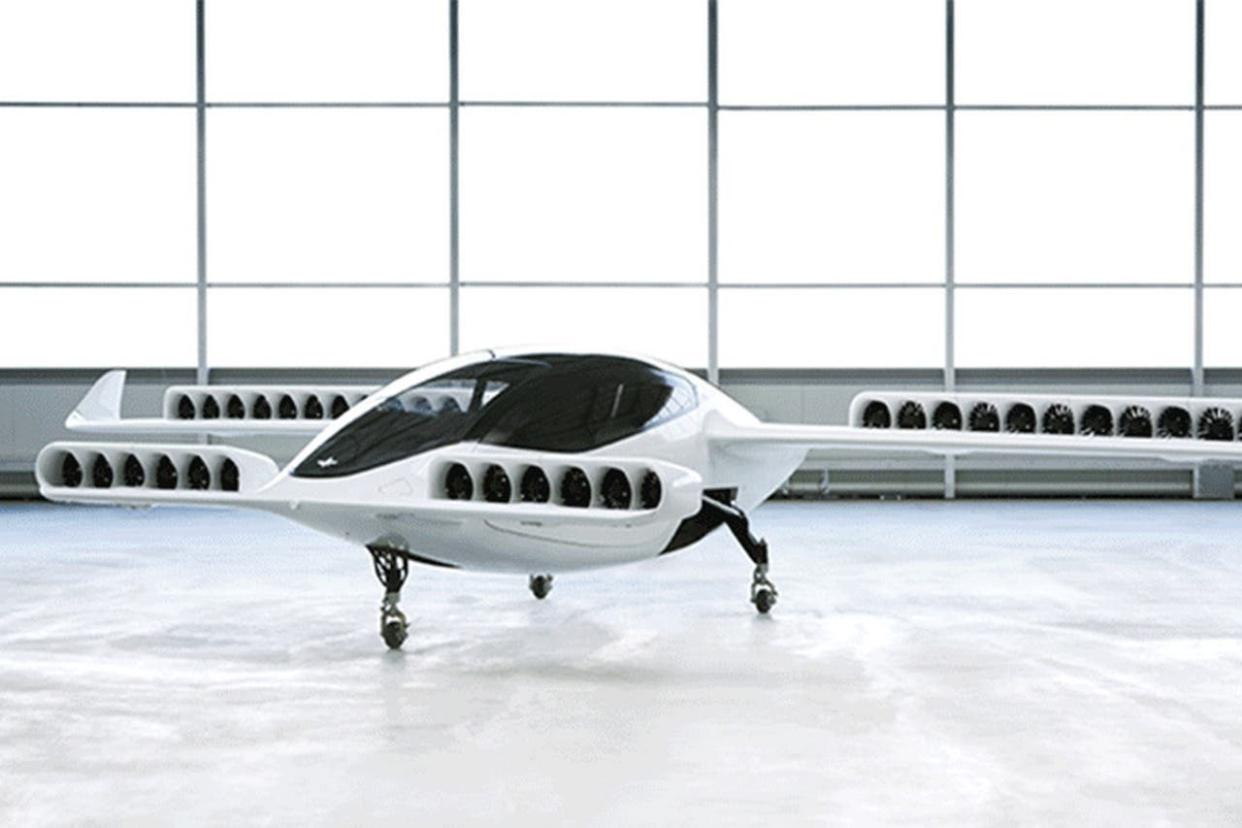 La aeronave Lilium, uno de los modelos de taxis eléctricos que buscan ganar la carrera de la nueva generación de vehículos aéreos conocidos como eVTOL. Fuente de la imagen: La Nación. 