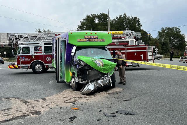 <p>Marion County Fire Rescue/Facebook</p> The bus that hit the ambulance in Tuesday's crash in Marion County