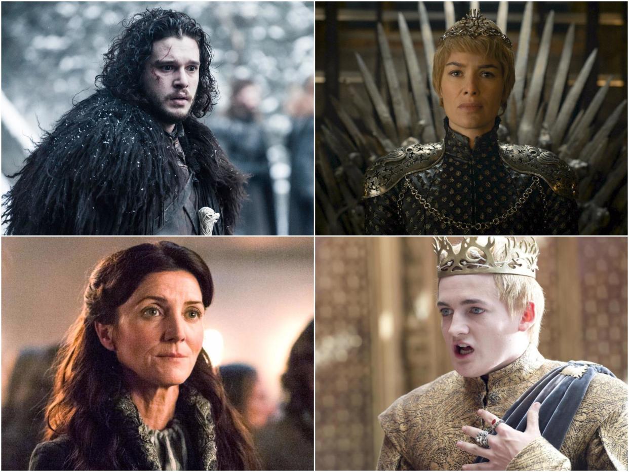 Clockwise from top right: Jon Snow, Cersei Lannister, Joffrey Baratheon, and Catelyn Stark: HBO