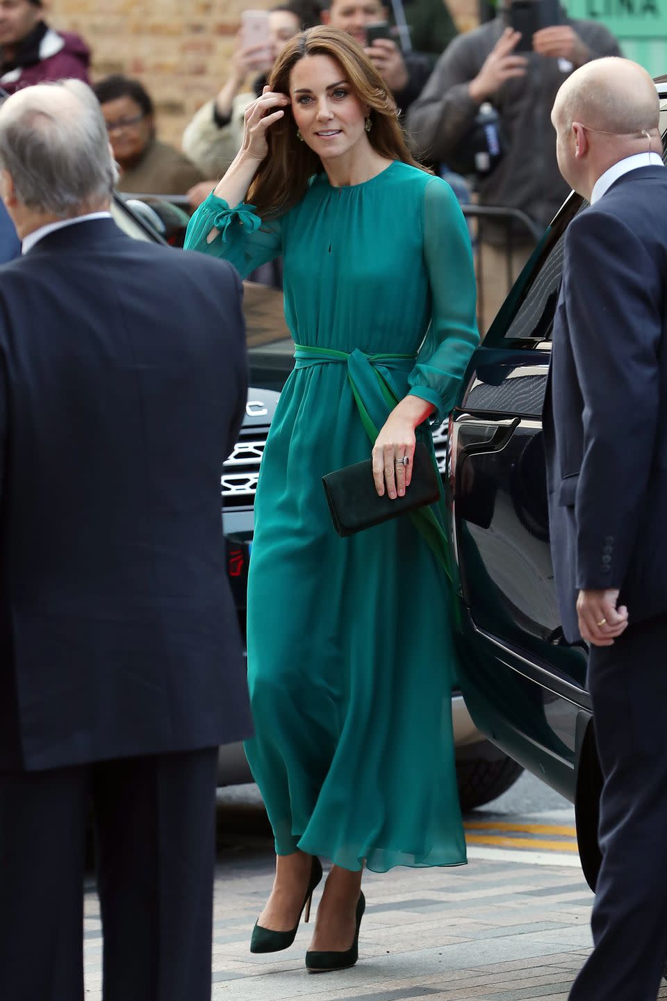 <p>The Duchess of Cambridge visit the Aga Khan Center in a dress by <a href="https://www.net-a-porter.com/us/en/product/1136904" rel="nofollow noopener" target="_blank" data-ylk="slk:ARoss Girl x Soler;elm:context_link;itc:0;sec:content-canvas" class="link ">ARoss Girl x Soler</a>. </p>