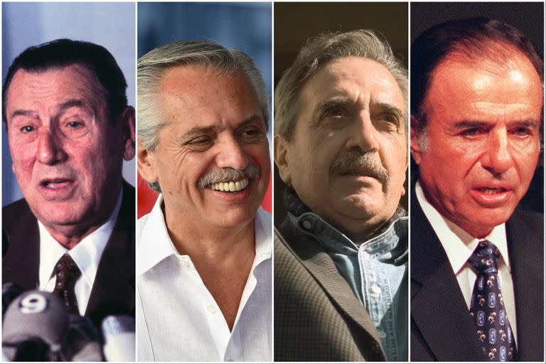Juan Domingo Perón, Alberto Fernández, Raúl Alfonsín y Carlos Menem