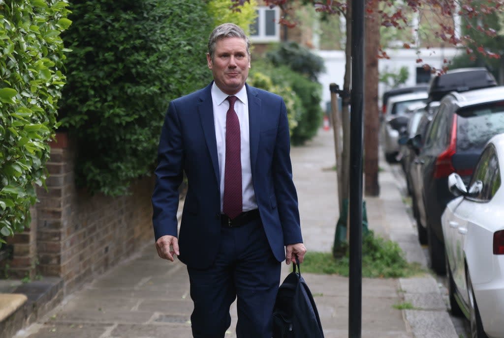 abour leader Sir Keir Starmer leaves his home to attend the State Opening of Parliament earlier.  (PA)