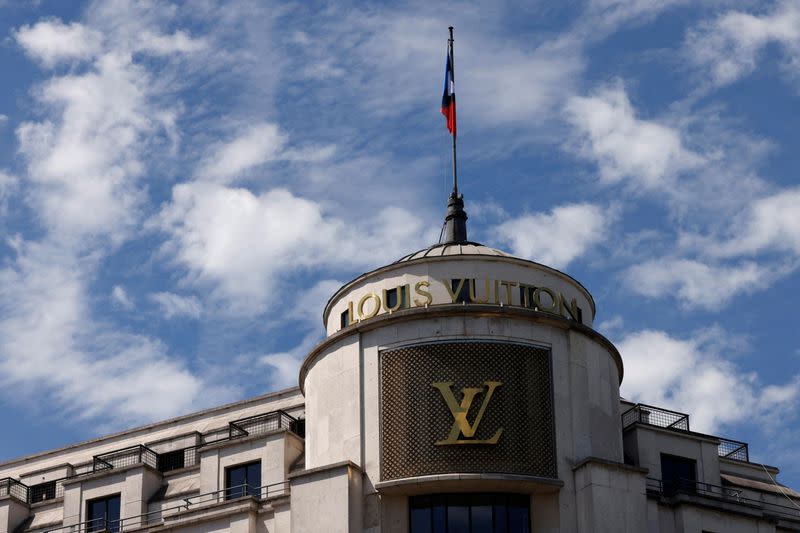 Louis Vuitton logo on a store in Paris