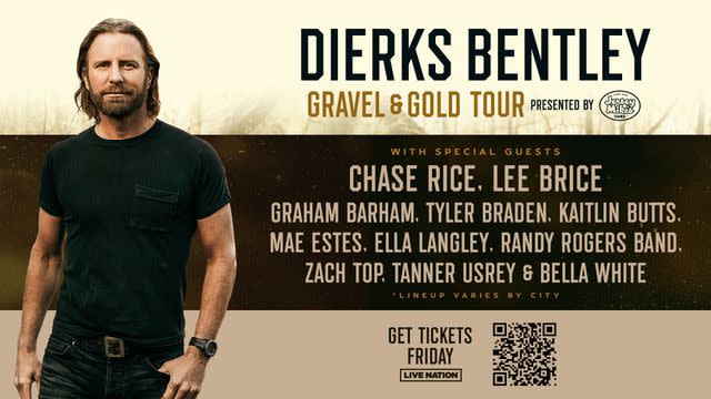 <p>Courtesy of Live Nation</p> Dierks Bentley 'Gravel & Gold' Tour poster