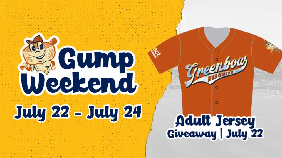 The Montgomery Biscuits are giving away Greenbow Biscuits jerseys Friday during Gump Weekend.