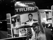 <p>Tina Hillstrom, a California delegate, takes a selfie as former Navy Seal Marcus Luttrell speaks at the Republican National Convention. (Photo: Khue Bui for Yahoo News)</p>