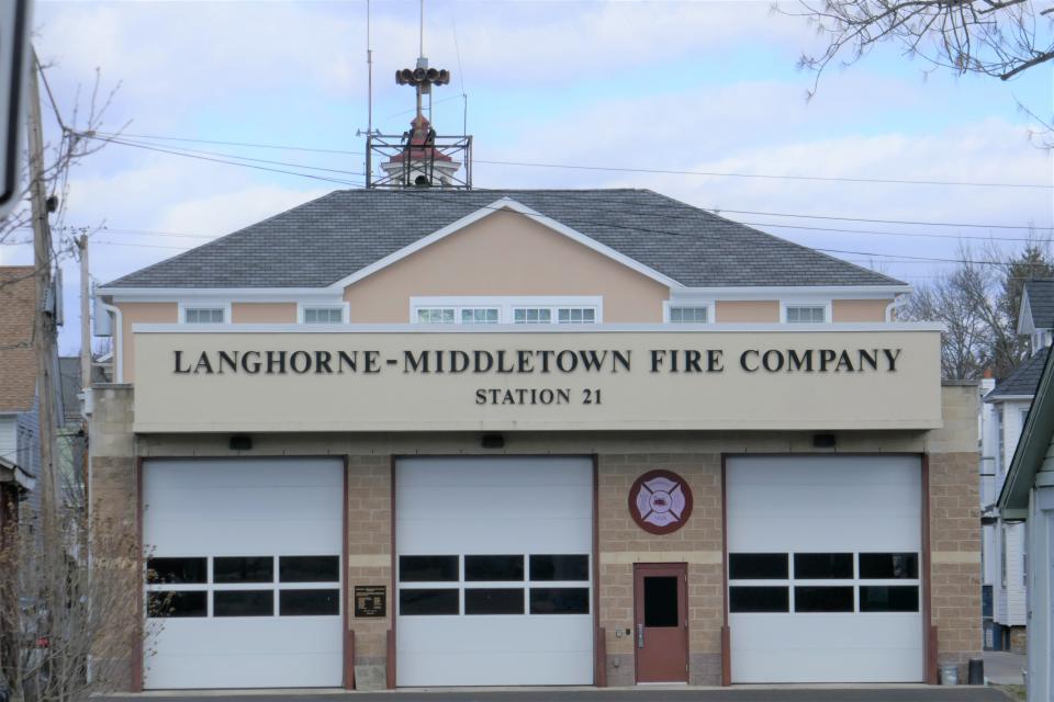 The Langhorne-Middletown Fire Company Station 21 with its siren atop the building, is at the back of the Langhorne Borough Hall.