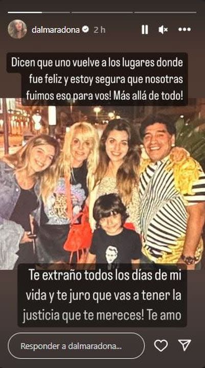La historia que compartió Dalma Maradona en el tercer aniversario de la muerte de Diego Maradona