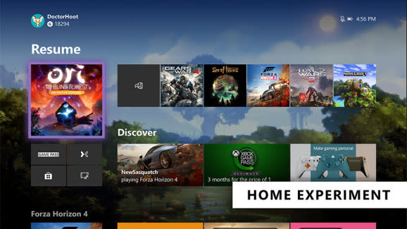 Xbox One's new Home interface.