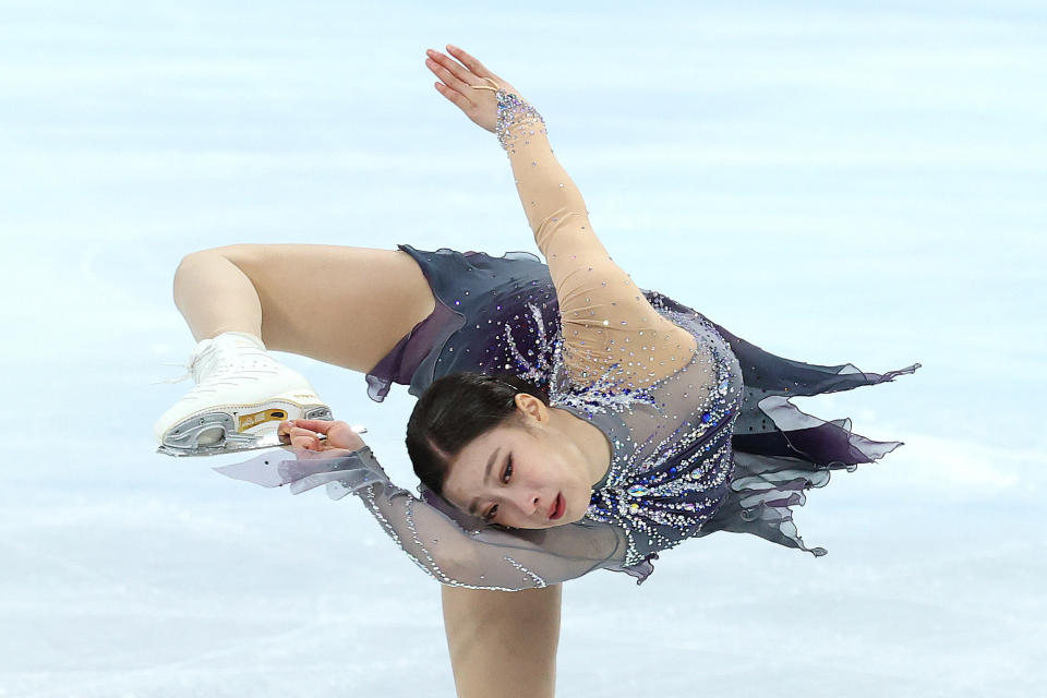 Young You of Korea skates during the Women Single Skating Short Program on day eleven of the Beijing 2022 Winter Olympic Games at Capital Indoor Stadium on February 15, 2022 in Beijing, China.