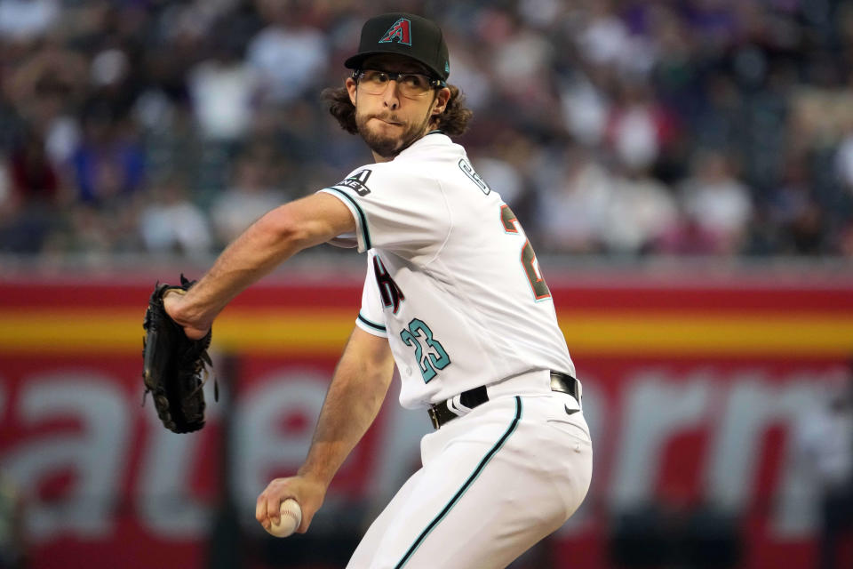 Arizona Diamondbacks starting pitcher Zac Gallen pitches against the Colorado Rockies during a May 30 game at Chase Field.