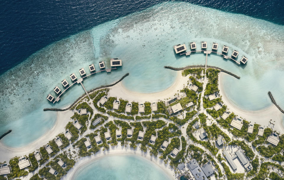 An aerial view of Patina Maldives  