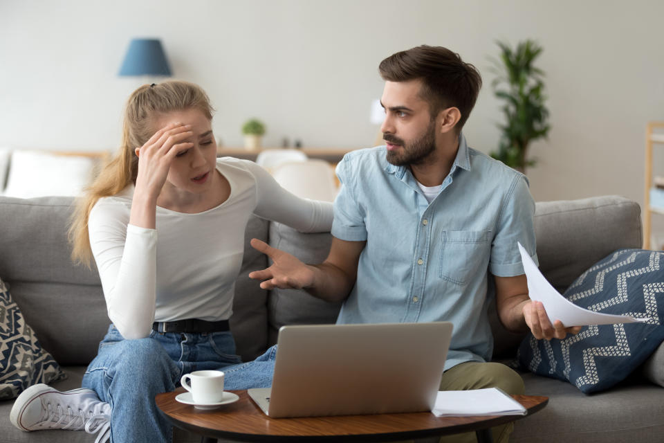 Woman and man stressed out