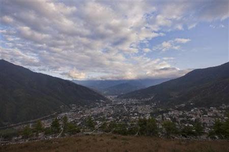 An aerial view of Bhutan's capital Thimphu is seen from a hilltop October 11, 2011. REUTERS/Adrees Latif