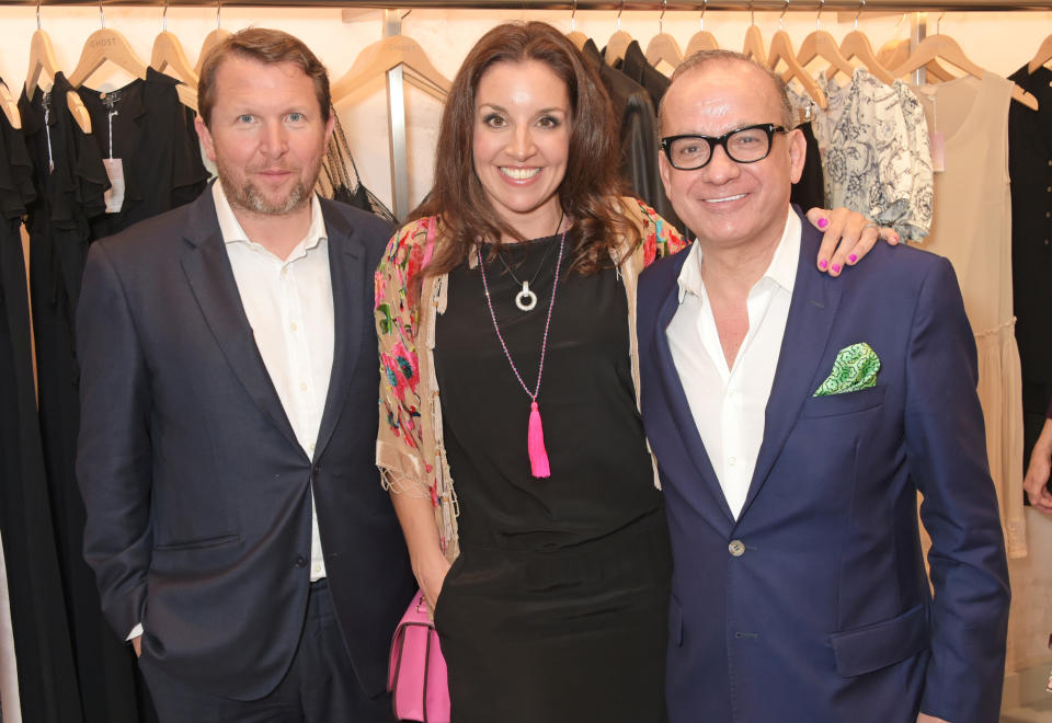 LONDON, ENGLAND - APRIL 15:  New Dragons Nick Jenkins, Sarah Willingham and Touker Suleyman attend the reinvention of Ghost on Kings Road hosted by Touker Suleyman on April 15, 2015 in London, England.  (Photo by David M. Benett/Getty Images for Ghost)