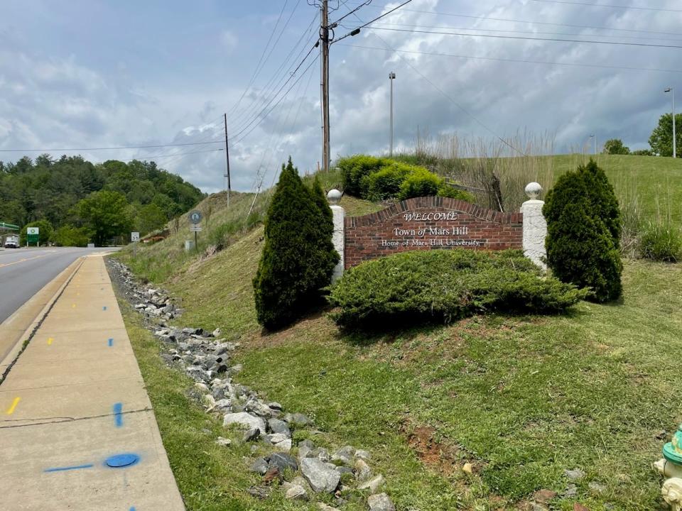 The Mars Hill Town Board entered into an agreement with the North Carolina Department of Transportation on a landscape maintenance agreement to provide tree and plant additions at a number of North Carolina 213 sites, including at the welcome sign pictured here.