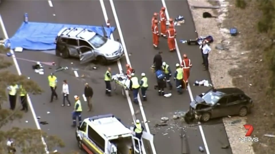 Just minutes before Young's death another three lives were lost in a crash at Bilpin in the Blue Mountains. Photo: 7 News