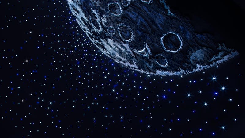 The moon embroidery of a Rolls-Royce Cullinan headliner