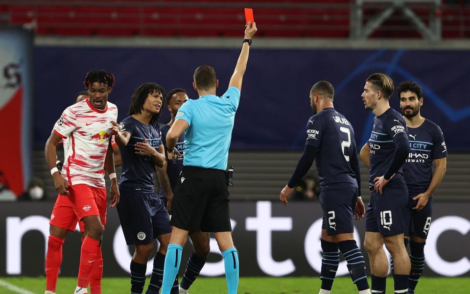 Kyle Walker sees red for kicking out at Andre Silva - GETTY IMAGES