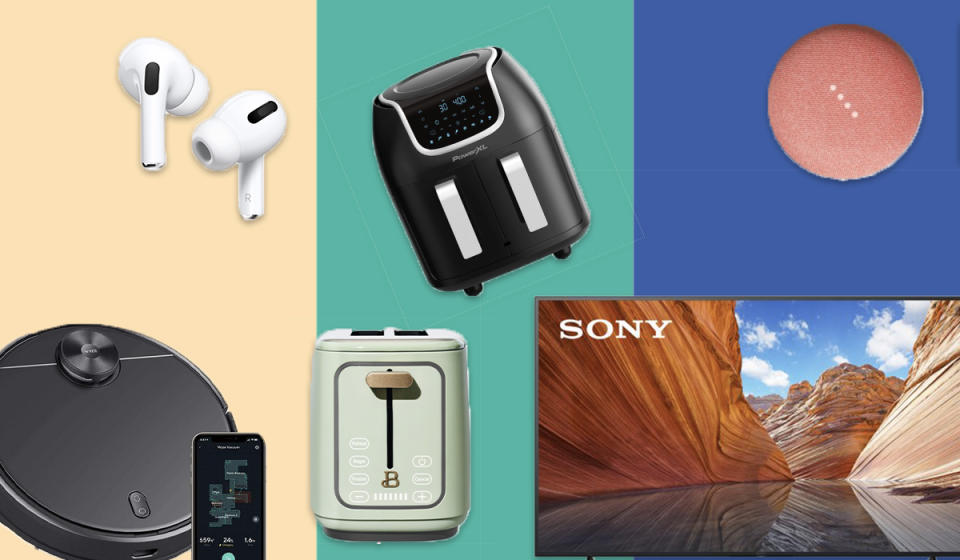 Robovac, airpods, toaster, Sony TV, air fryer