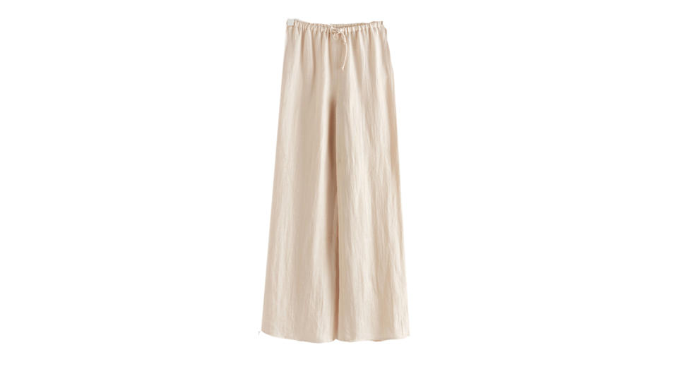 Flared Linen Blend Trousers