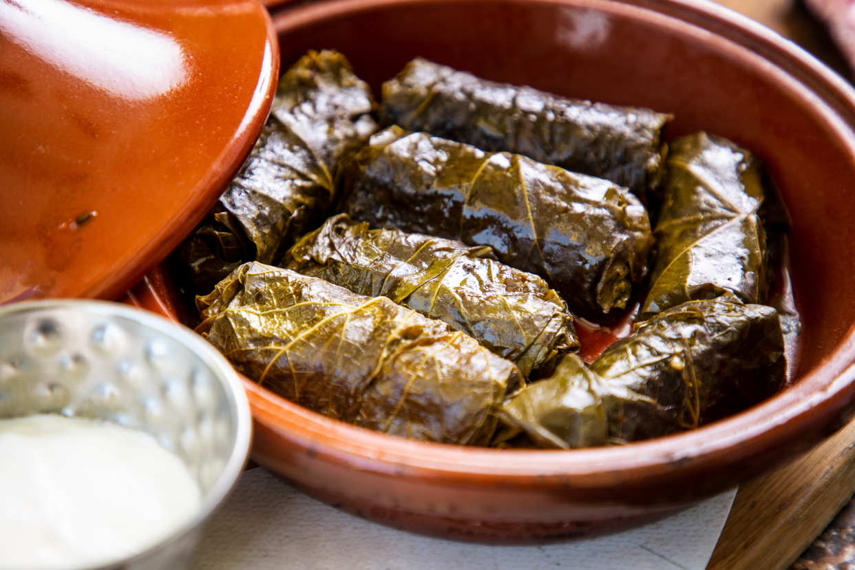 Dolma Served in Ceramic Pottery