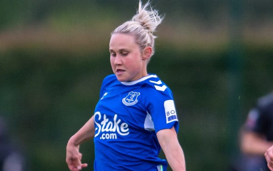 Izzy Christiansen of Everton in action during the Women's Super League match with Arsenal on May 17, 2023 in Liverpool - Izzy Christiansen interview: What next after football?  I'm going to run from Leeds to Manchester - Getty Images/Emma Simpson