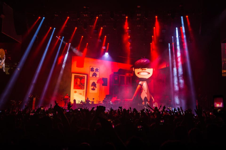 Gorillaz perform at The O2 in 2021.