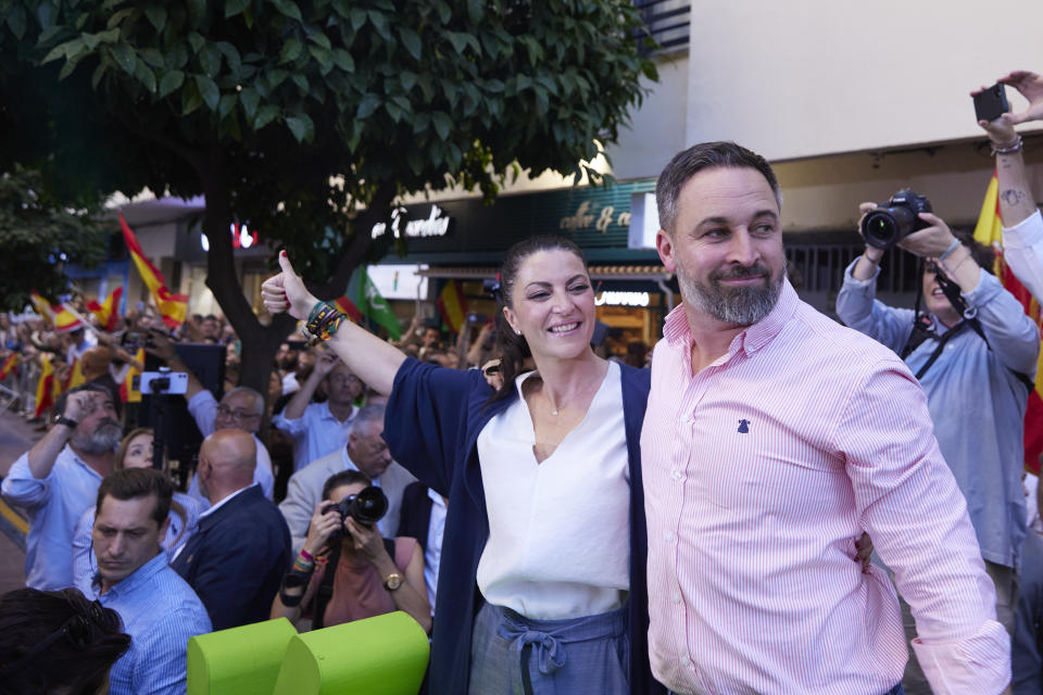 Macarena Olona y Santiago Abascal en la campaña andaluza de Vox. (Photo By Joaquin Corchero/Europa Press via Getty Images)