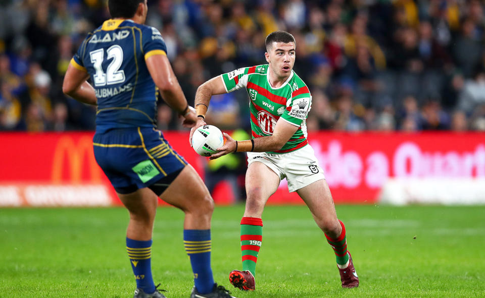 Dean Hawkins, pictured here in action for the Rabbitohs in 2022.