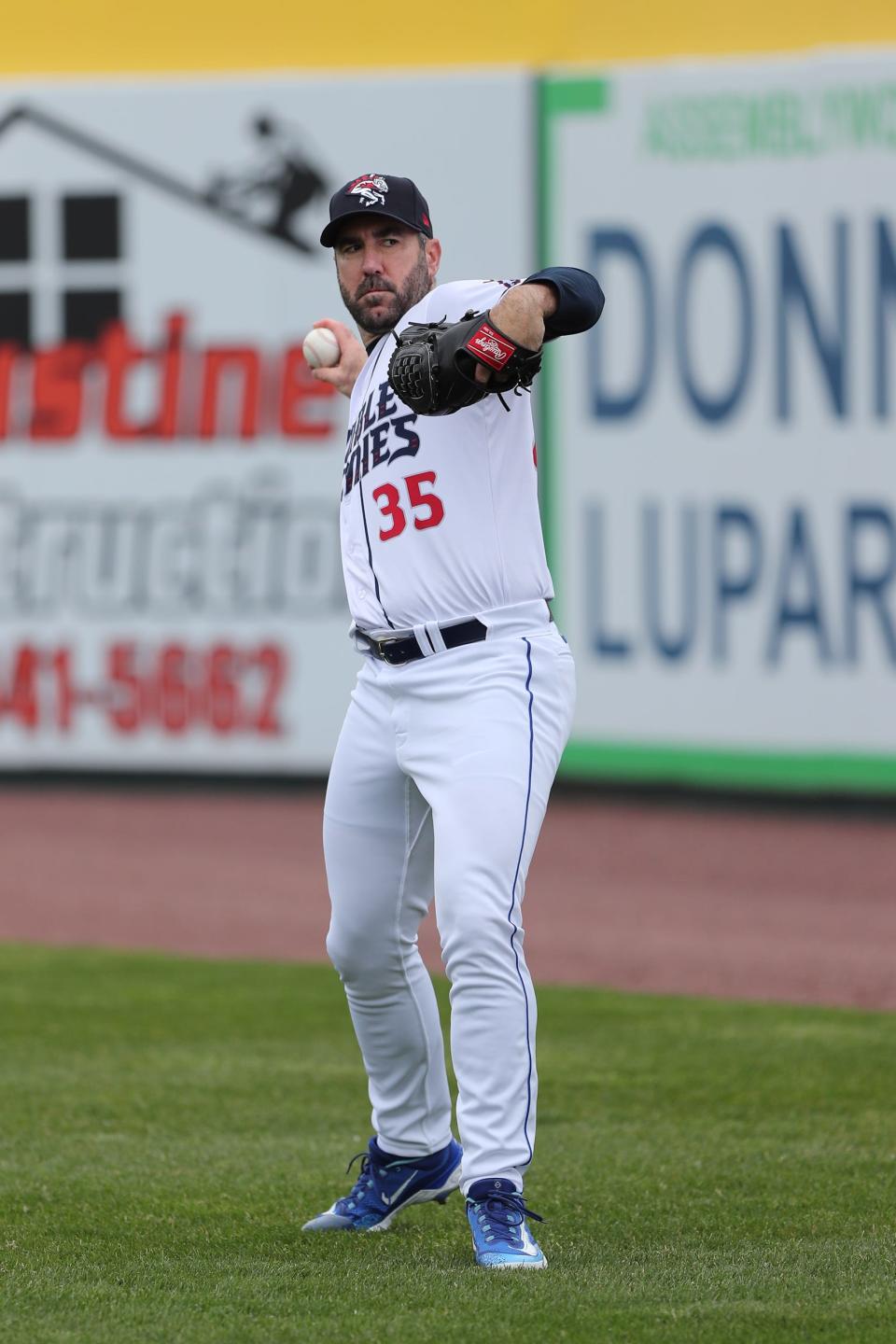 Justin Verlander made a rehab appearance with the Double-A Binghamton Rumble Ponies on Friday, April 28, 2023 at Mirabito Stadium. Verlander has yet to make a regular-season appearance with the New York Mets.