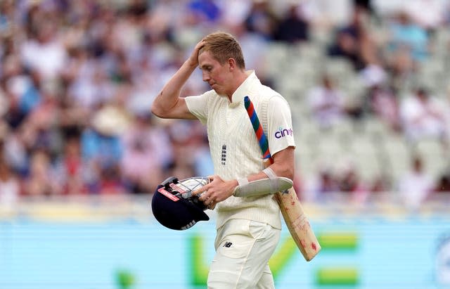 England's Zak Crawley walks off the pitch