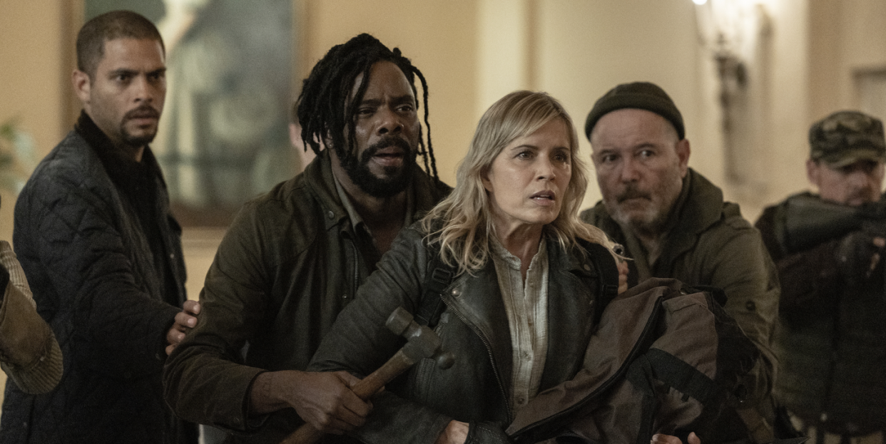 fear the walking dead s08e07 im dickens as madison clark, colman domingo as victor strand, ruben blades as daniel salazar, isha blaaker as frank