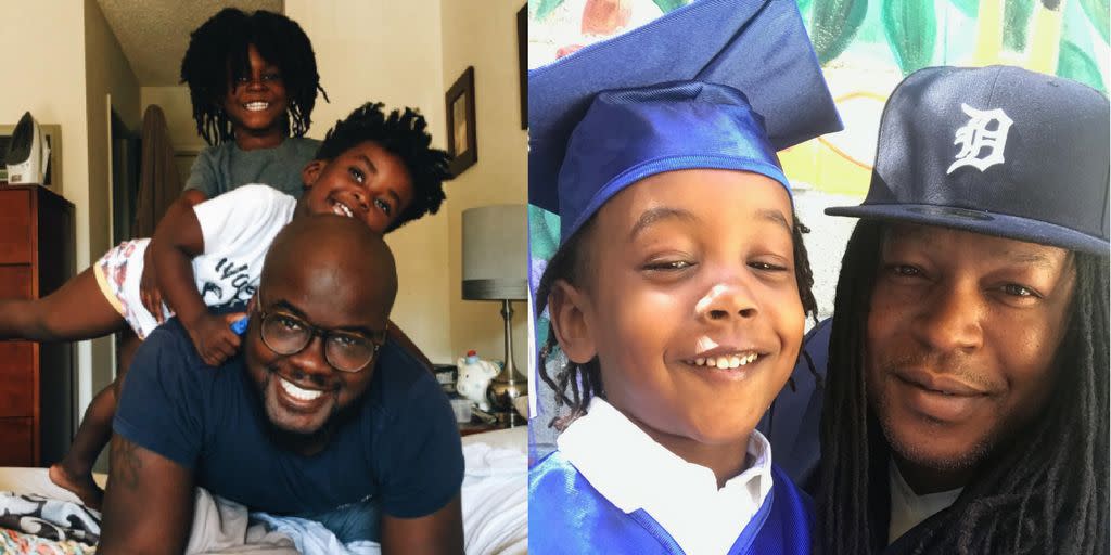 Glen Henry (L)&nbsp;with his two sons Theo and Uriah, and Shaka Senghor (R) with his son Sekou. (Photo: Courtesy of Shaka Senghor/Instagram)