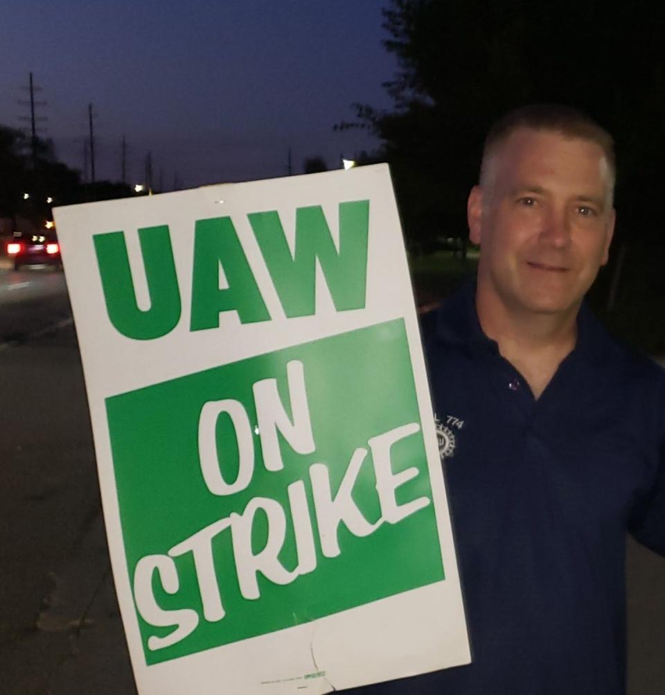 Patrick Anderson on the picket line in Warren, Michigan, on Sept. 17, 2019.