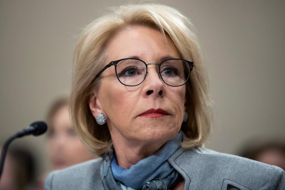 Education Secretary Betsy DeVos is pictured on Feb. 27, 2020.