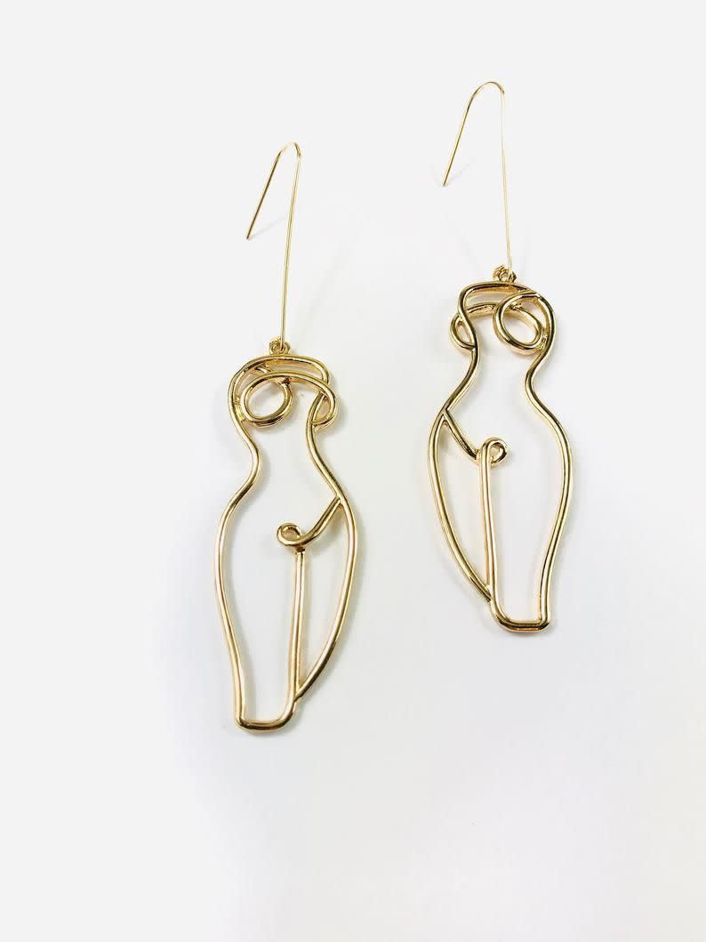 Minimalist Female Body Drop Earrings