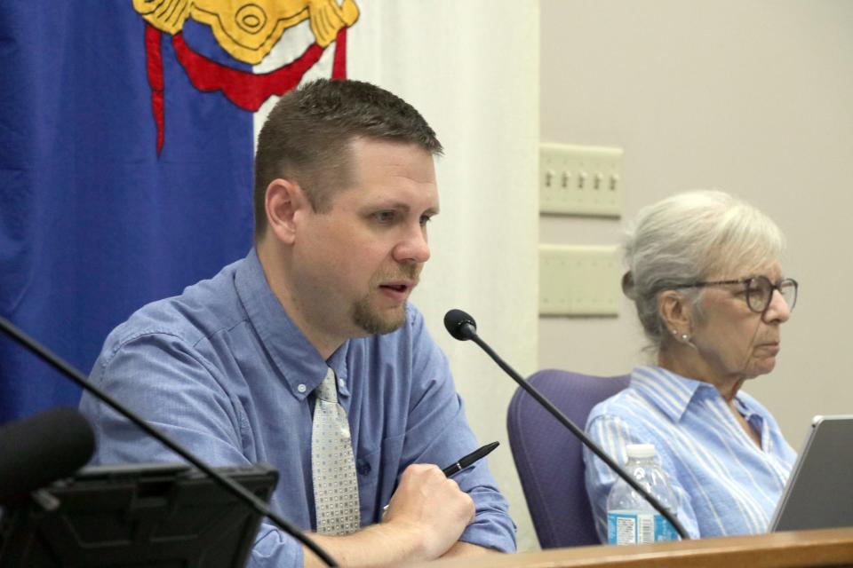 Sturgis city manager Andrew Kuk goes over city business Wednesday. Kuk received high ratings by the city commission for his job performance, the results of which were discussed during the city commission meeting.