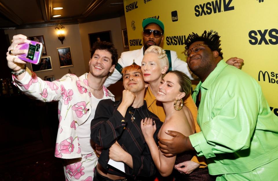 AUSTIN, TEXAS - MARCH 13: James Scully, Julio Torres, RZA,  Tilda Swinton, Greta Titelman,Larry Owens attend "Problemista" at the 2023 SXSW Conference and Festivals at The Paramount Theater on March 13, 2023 in Austin, Texas. (Photo by Frazer Harrison/Getty Images for SXSW)