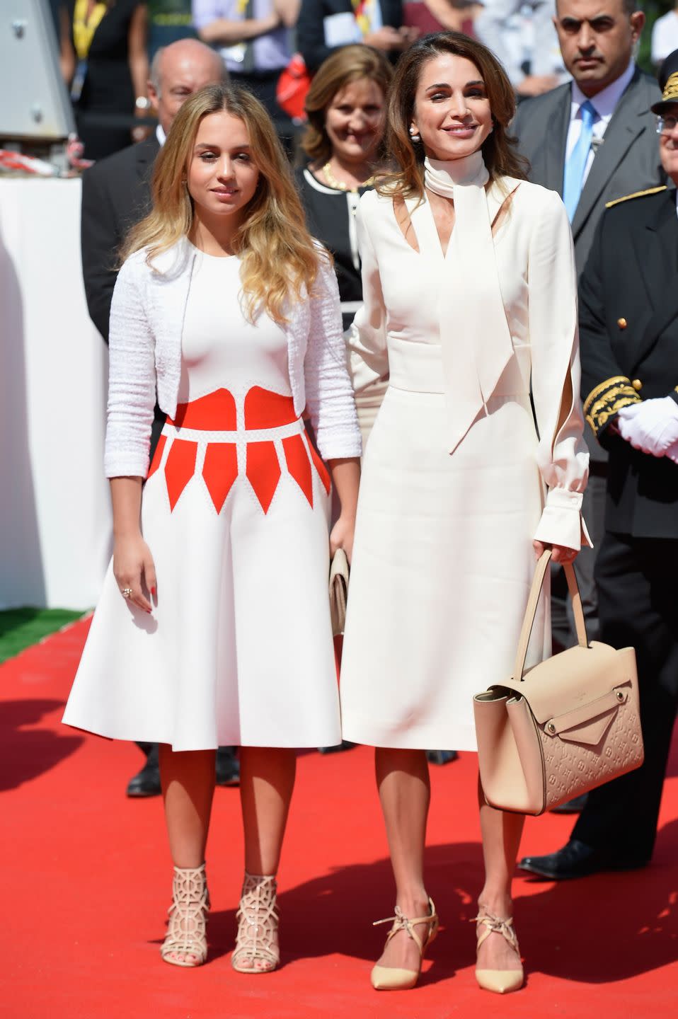 jouy en josas, france august 26 princess iman bint abdullah of jordan and queen rania of jordan attend the medef summer 2015 university conference on august 26, 2015 in jouy en josas, france photo by pascal le segretaingetty images