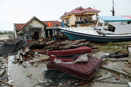 Debris and damaged property is seen after a tsunami, in Sumur, Banten province, Indonesia December 26, 2018. REUTERS/Jorge Silva