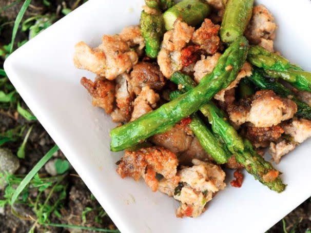 <p>You can make this with beef or turkey, but turkey is healthier. It’s a <a href="https://www.thegraciouspantry.com/clean-eating-ground-turkey-asparagus-skillet-recipe/" rel="nofollow noopener" target="_blank" data-ylk="slk:quick and easy meal;elm:context_link;itc:0;sec:content-canvas" class="link rapid-noclick-resp">quick and easy meal</a> that’s affordable when asparagus is in season.</p><p><br></p><span class="copyright"> The Gracious Pantry </span>