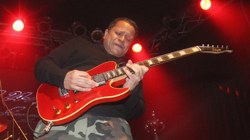 Guitarist Eddie Martinez performs during The Million Man Mosh II at the Highline Ballroom on January 21, 2013 in New York City.
