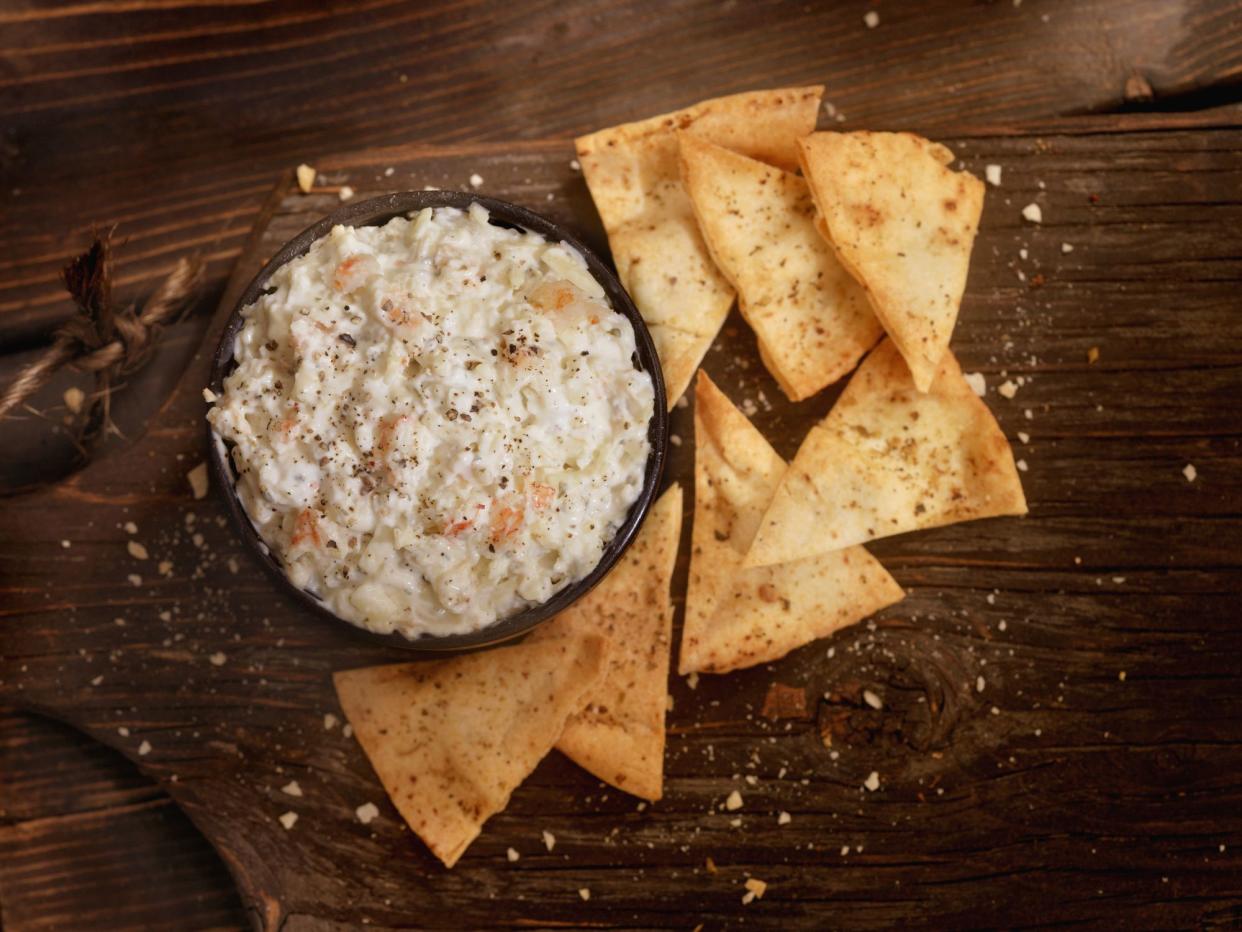 Creamy Crab Dip with Baked Pita Chips  -Photographed on Hasselblad H3D2-39mb Camera