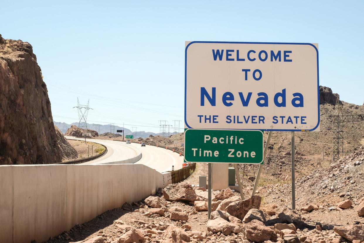 'welcome to nevada' road sign