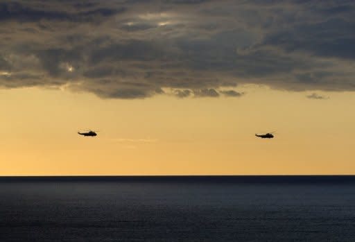 Photo illustration of helicopters flying over the Pacific Ocean. Australian scientists have discovered that an island reported to lie in the Coral Sea of the Pacific Ocean does not in fact exist. When the Southern Surveyor steamed to where it was supposed to be, it was nowhere to be found despite being shown on Google Earth